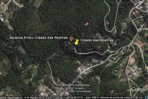 Figura 01 – Mapa Latitude e Longitude da Cidade das Abelhas – Cotia, SP - Fonte – Google Earth