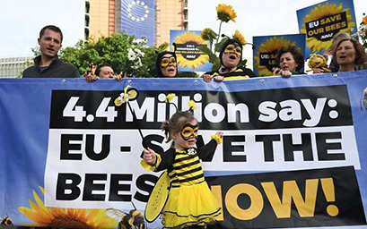 Imagens da campanha dos apicultores na luta contra os neonicotinóides na União Europeia.